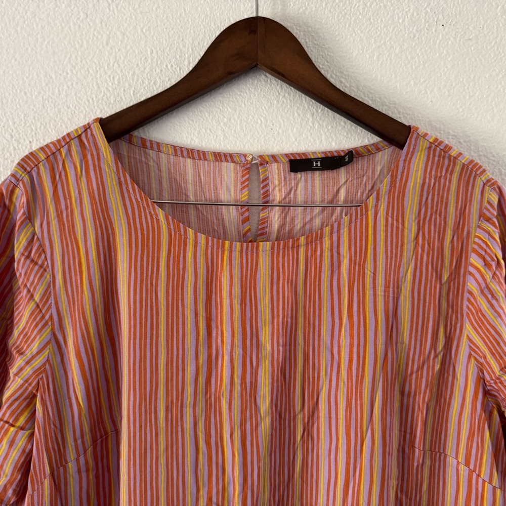 House Striped Dress Relaxed Drawstring Waist Size 44EU (12/14) Boho Natural NEW - Picture 8 of 14